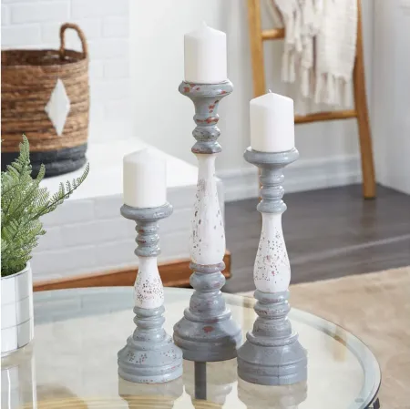 Ivy Collection Happy Valley Candle Holders Set of 3 in Gray by UMA Enterprises