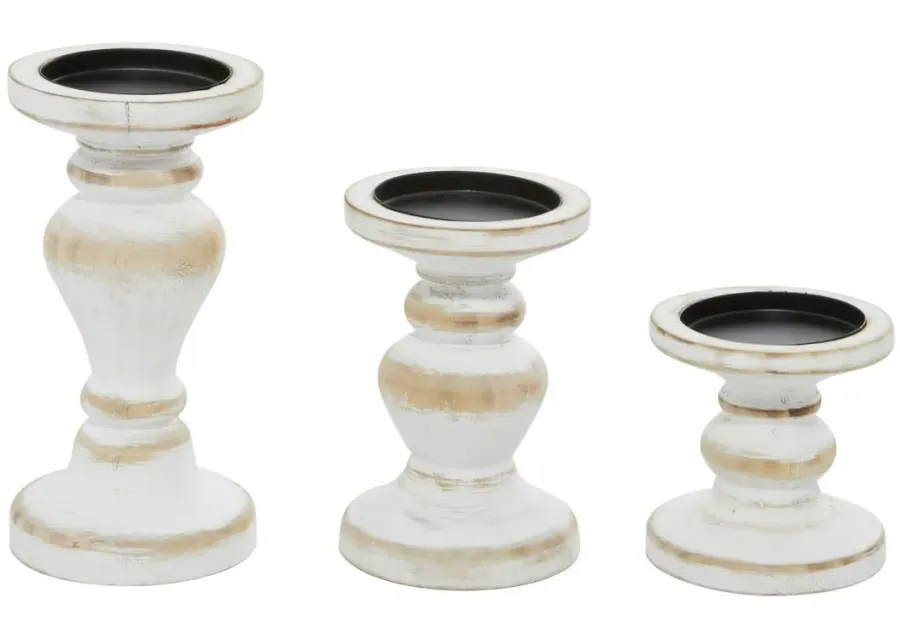 Ivy Collection Nyasha Candle Holders Set of 3 in White by UMA Enterprises