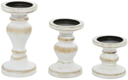 Ivy Collection Nyasha Candle Holders Set of 3 in White by UMA Enterprises