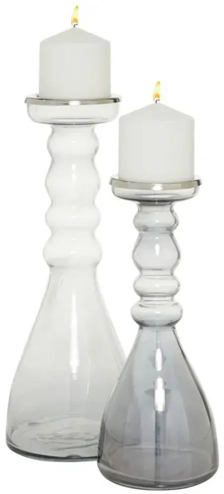 Novogratz Set of 2 Glass Candle Holders in Clear by UMA Enterprises