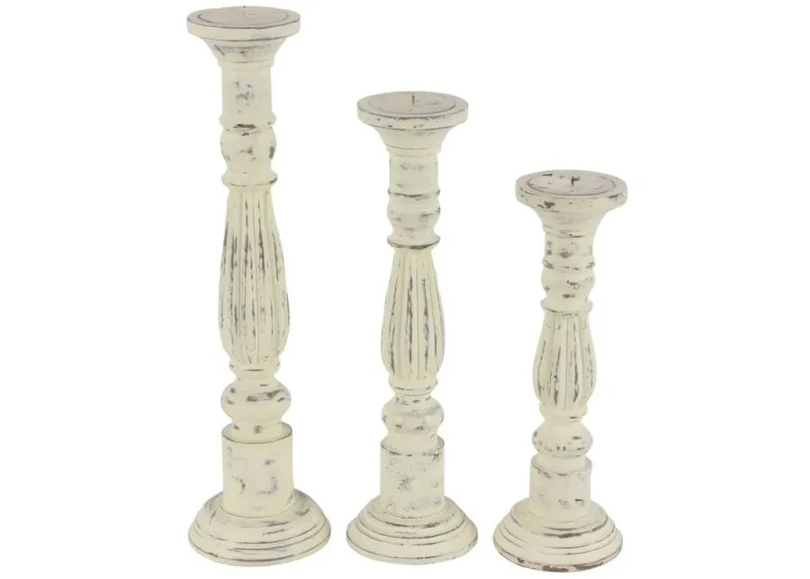 Ivy Collection Kidagakash Candle Holders Set of 3 in White by UMA Enterprises