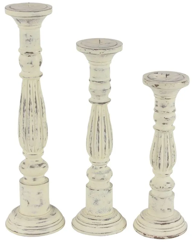 Ivy Collection Kidagakash Candle Holders Set of 3 in White by UMA Enterprises