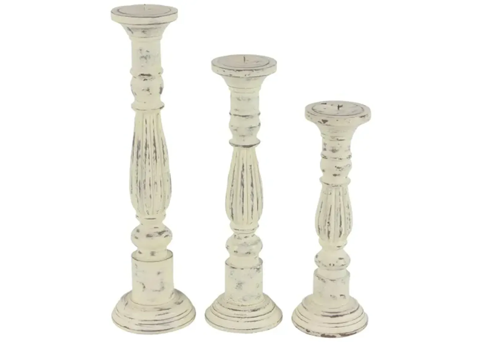 Ivy Collection Kidagakash Candle Holders Set of 3 in White by UMA Enterprises