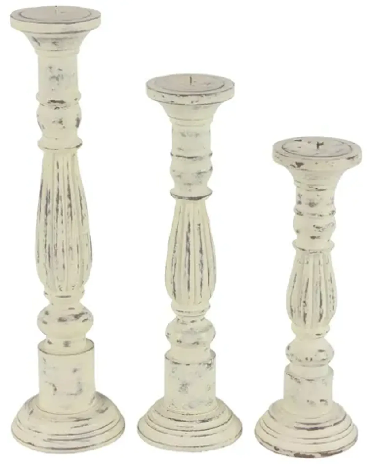 Ivy Collection Kidagakash Candle Holders Set of 3 in White by UMA Enterprises