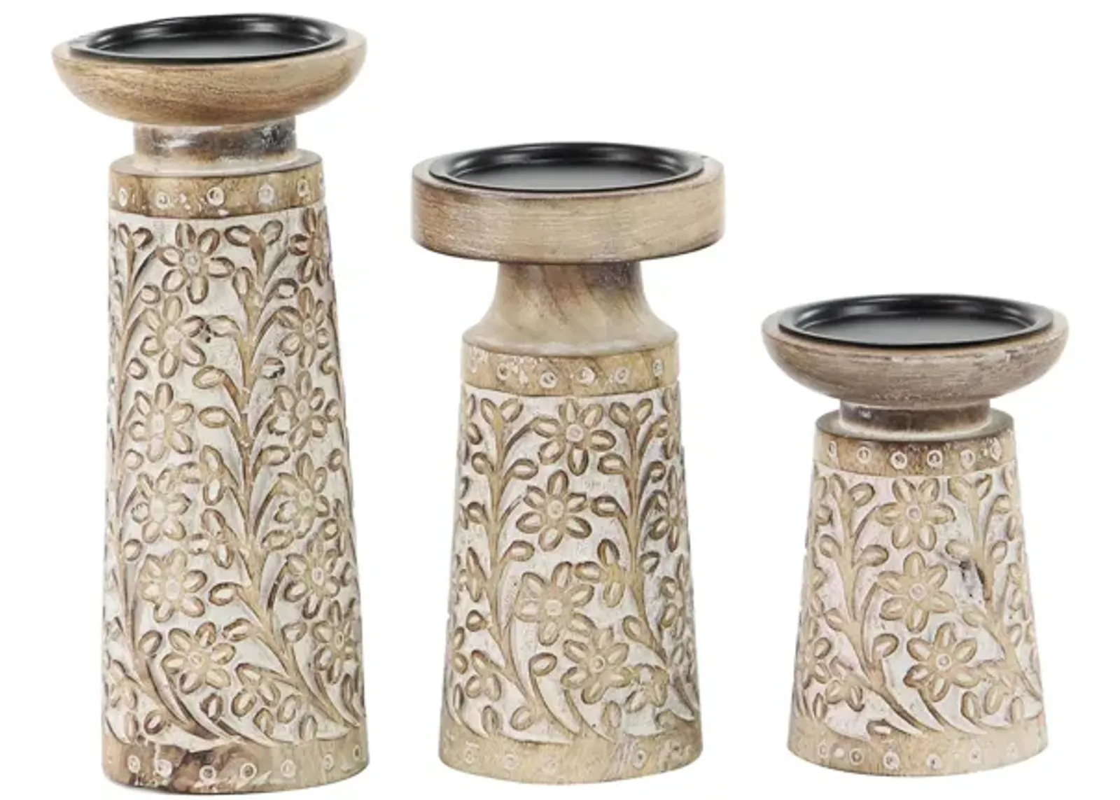 Ivy Collection Akinnuoye Candle Holder: Set of 3 in Brown by UMA Enterprises