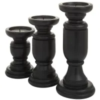 Ivy Collection Jager Candle Holders Set of 3 in Black by UMA Enterprises