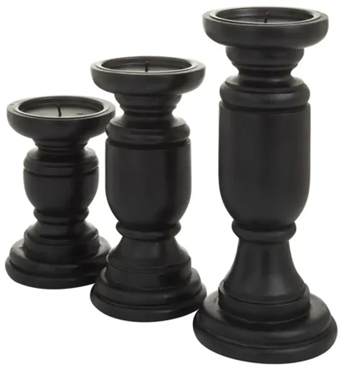 Ivy Collection Jager Candle Holders Set of 3 in Black by UMA Enterprises