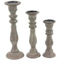 Ivy Collection Kieu Candle Holders Set of 3 in Brown by UMA Enterprises