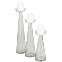 Ivy Collection Leaper Candle Holders Set of 3 in Clear by UMA Enterprises