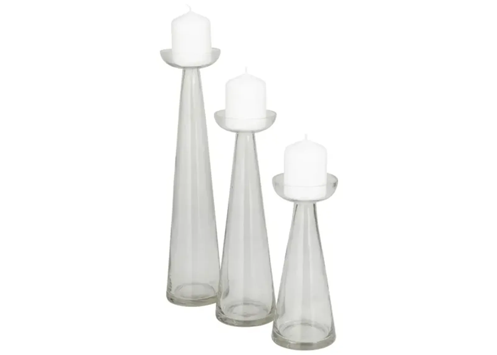 Ivy Collection Leaper Candle Holders Set of 3 in Clear by UMA Enterprises