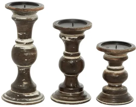 Ivy Collection Molly Candle Holders Set of 3 in Brown by UMA Enterprises