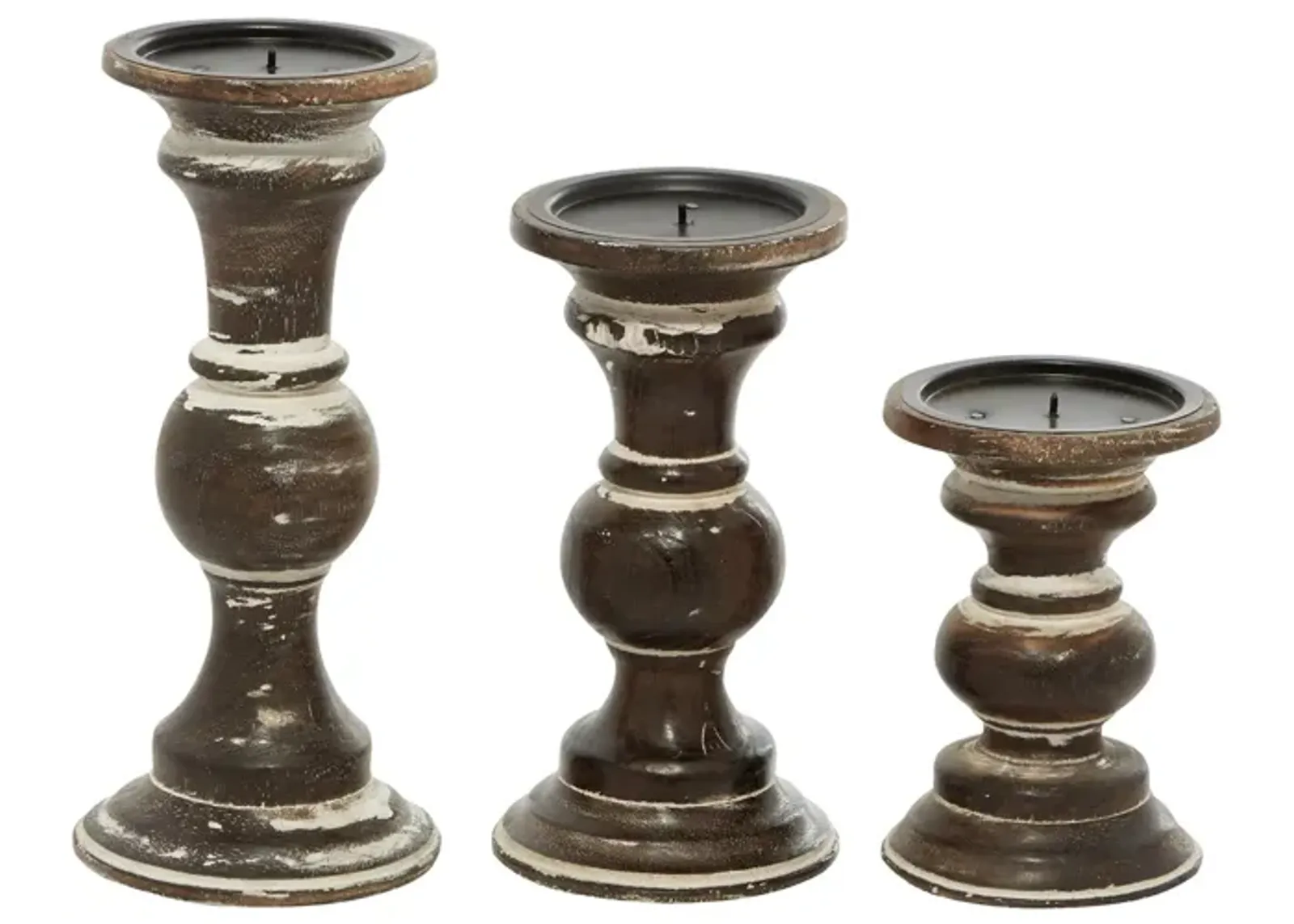 Ivy Collection Molly Candle Holders Set of 3 in Brown by UMA Enterprises