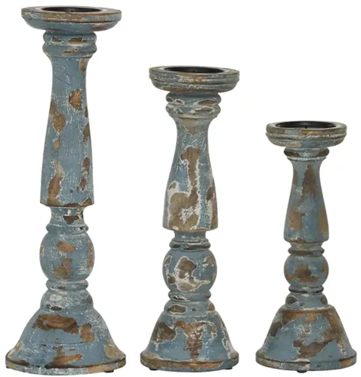 Ivy Collection Tulabelle Candle Holders Set of 3 in Blue by UMA Enterprises