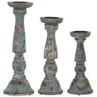 Ivy Collection Tulabelle Candle Holders Set of 3 in Blue by UMA Enterprises