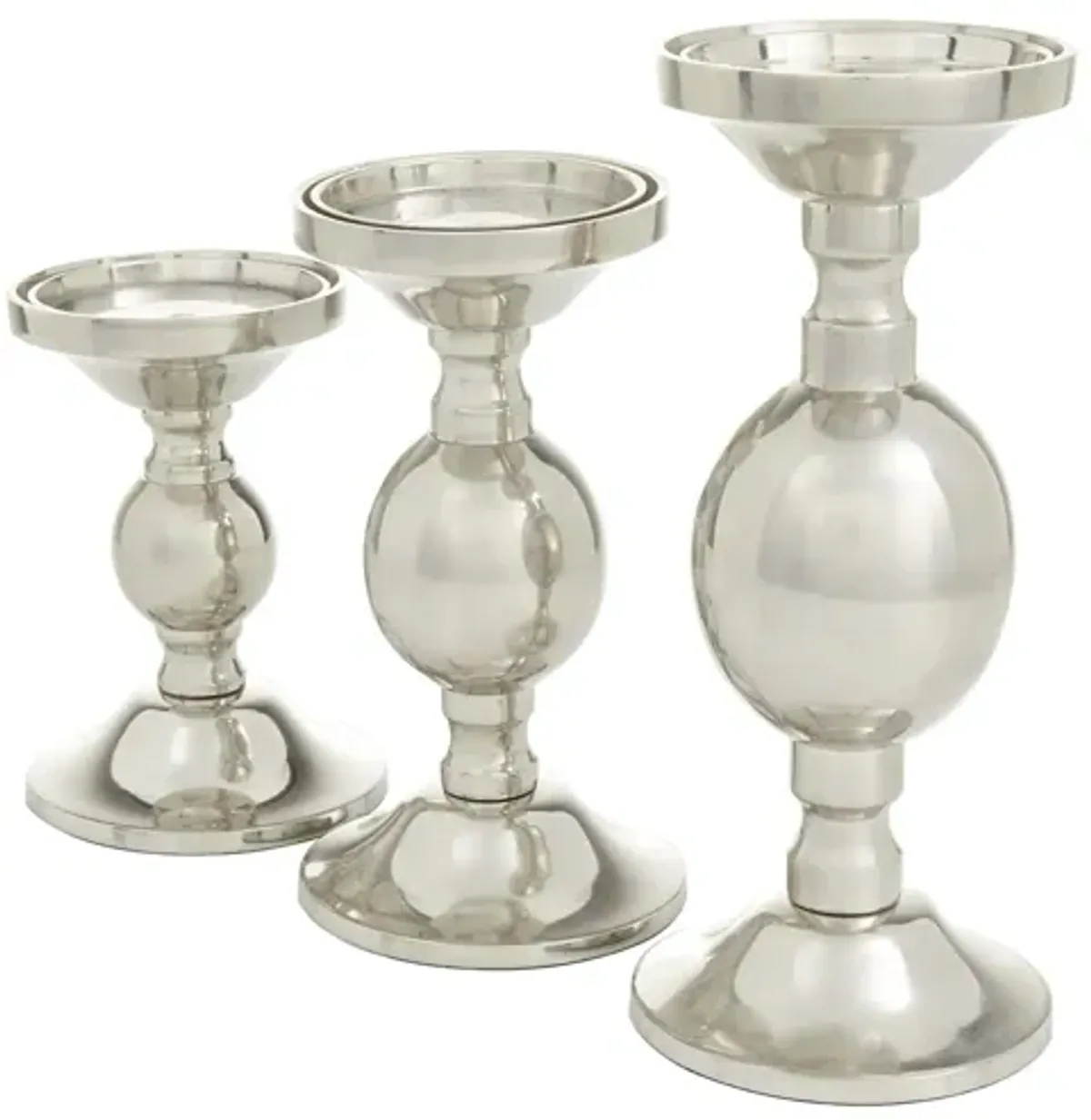 Novogratz Set of 3 Silver Aluminum Candle Holders in Silver by UMA Enterprises