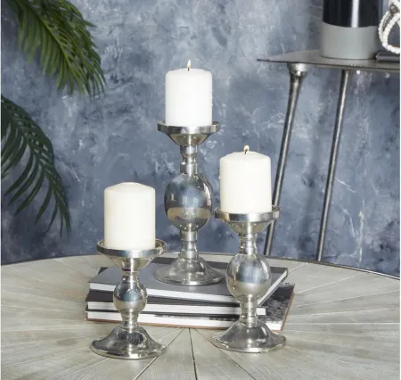 Novogratz Set of 3 Silver Aluminum Candle Holders in Silver by UMA Enterprises