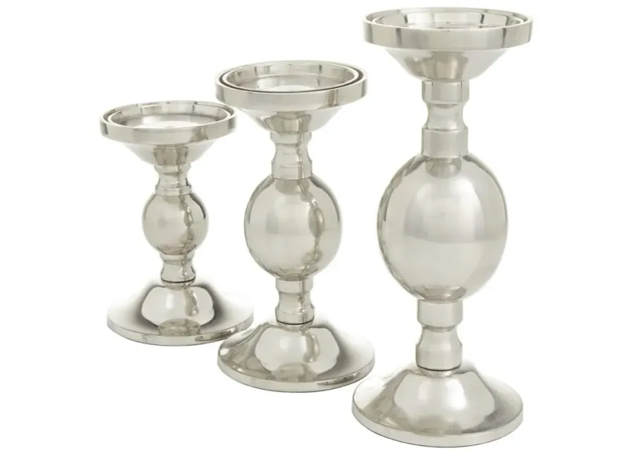 Novogratz Set of 3 Silver Aluminum Candle Holders in Silver by UMA Enterprises