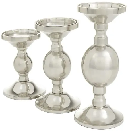 Novogratz Set of 3 Silver Aluminum Candle Holders in Silver by UMA Enterprises