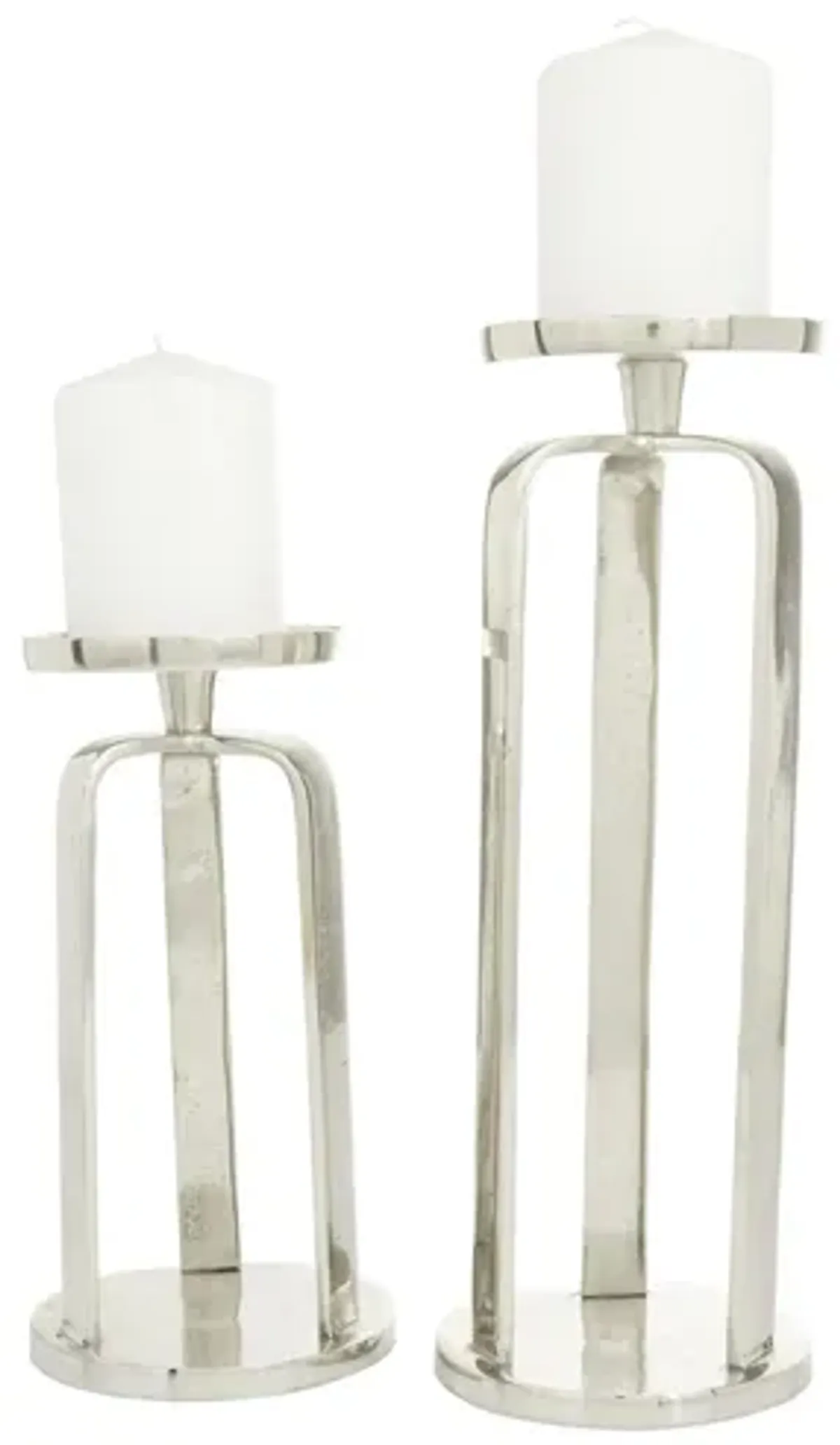 Ivy Collection Gallifrey Candle Holders Set of 2 in Silver by UMA Enterprises