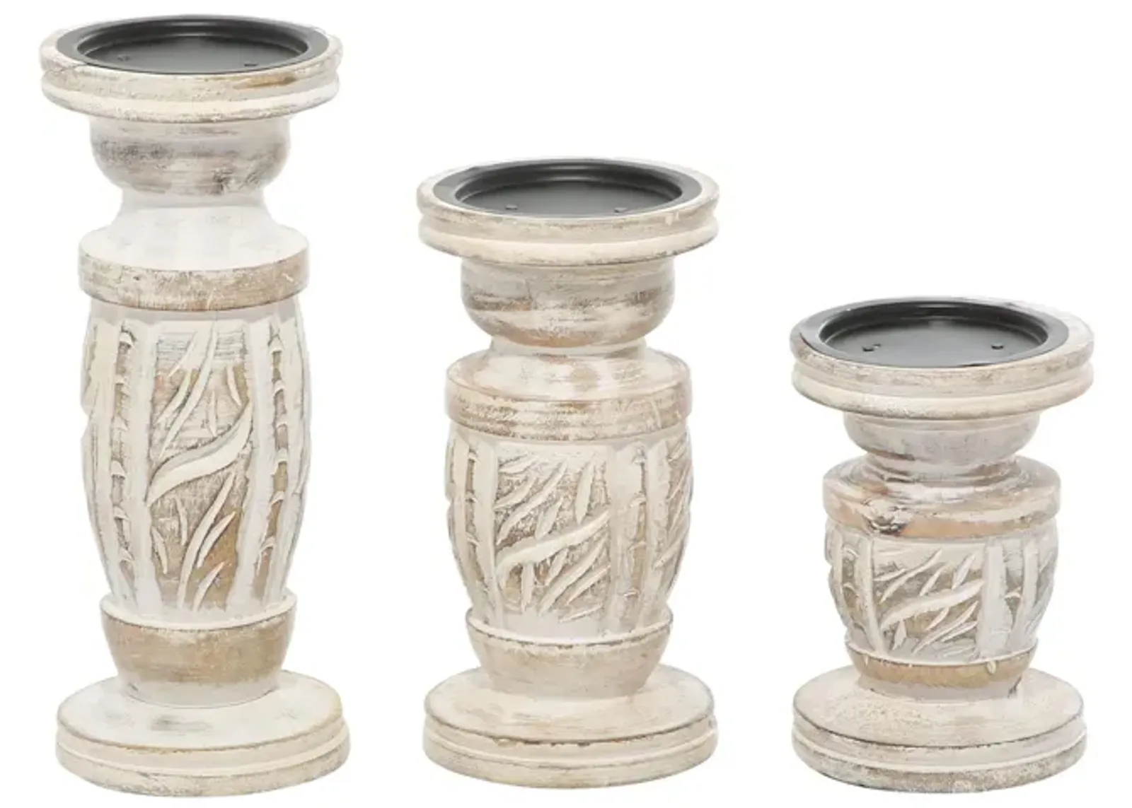 Ivy Collection Nedakh Candle Holders Set of 3 in White by UMA Enterprises