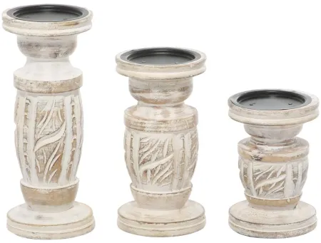 Ivy Collection Nedakh Candle Holders Set of 3 in White by UMA Enterprises