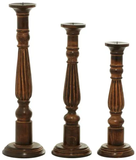 Ivy Collection Acheron Candle Holders Set of 3 in Brown by UMA Enterprises