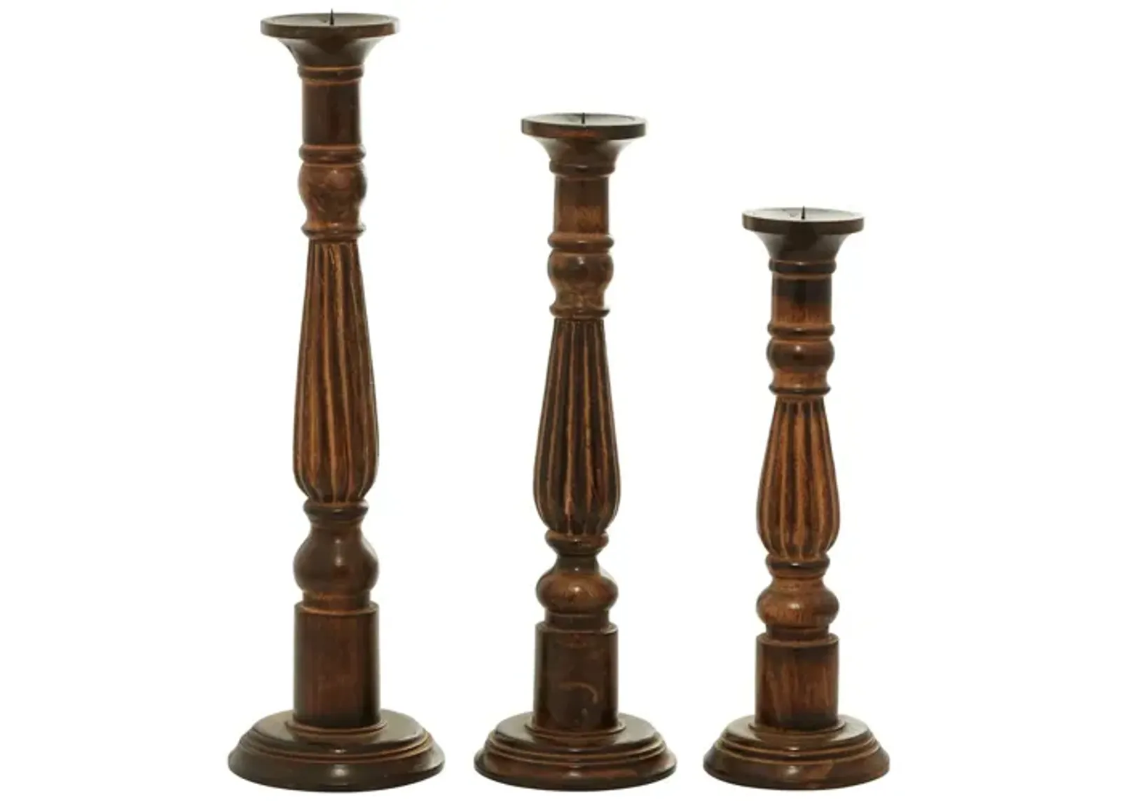 Ivy Collection Acheron Candle Holders Set of 3 in Brown by UMA Enterprises