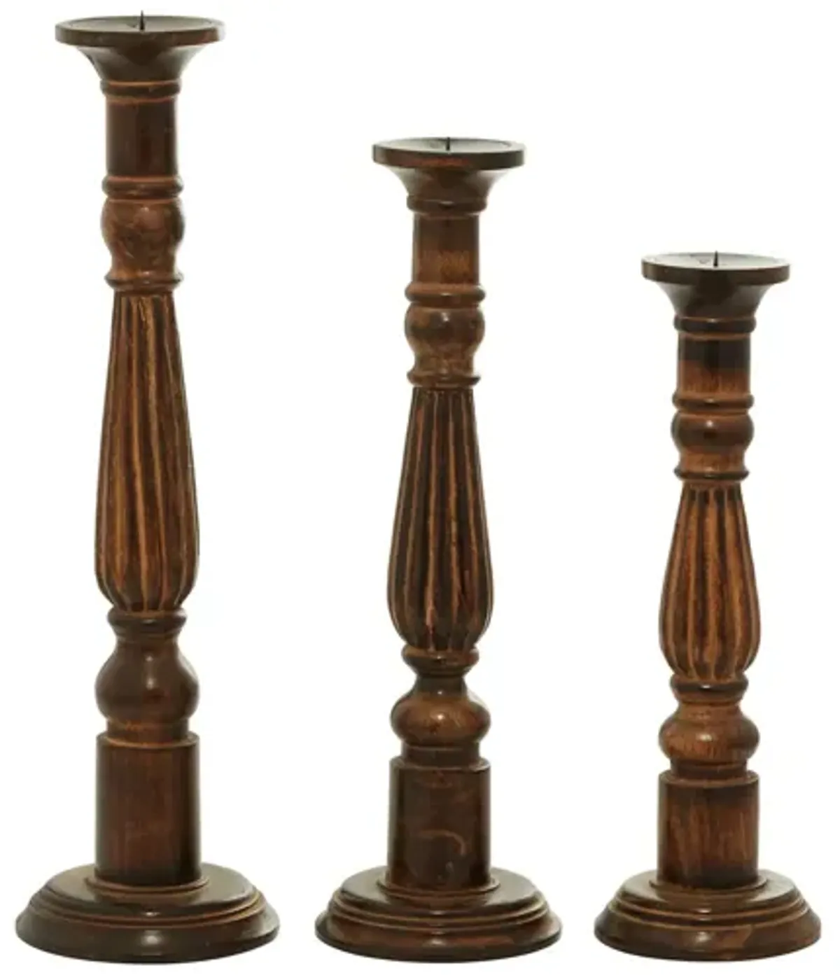 Ivy Collection Acheron Candle Holders Set of 3 in Brown by UMA Enterprises