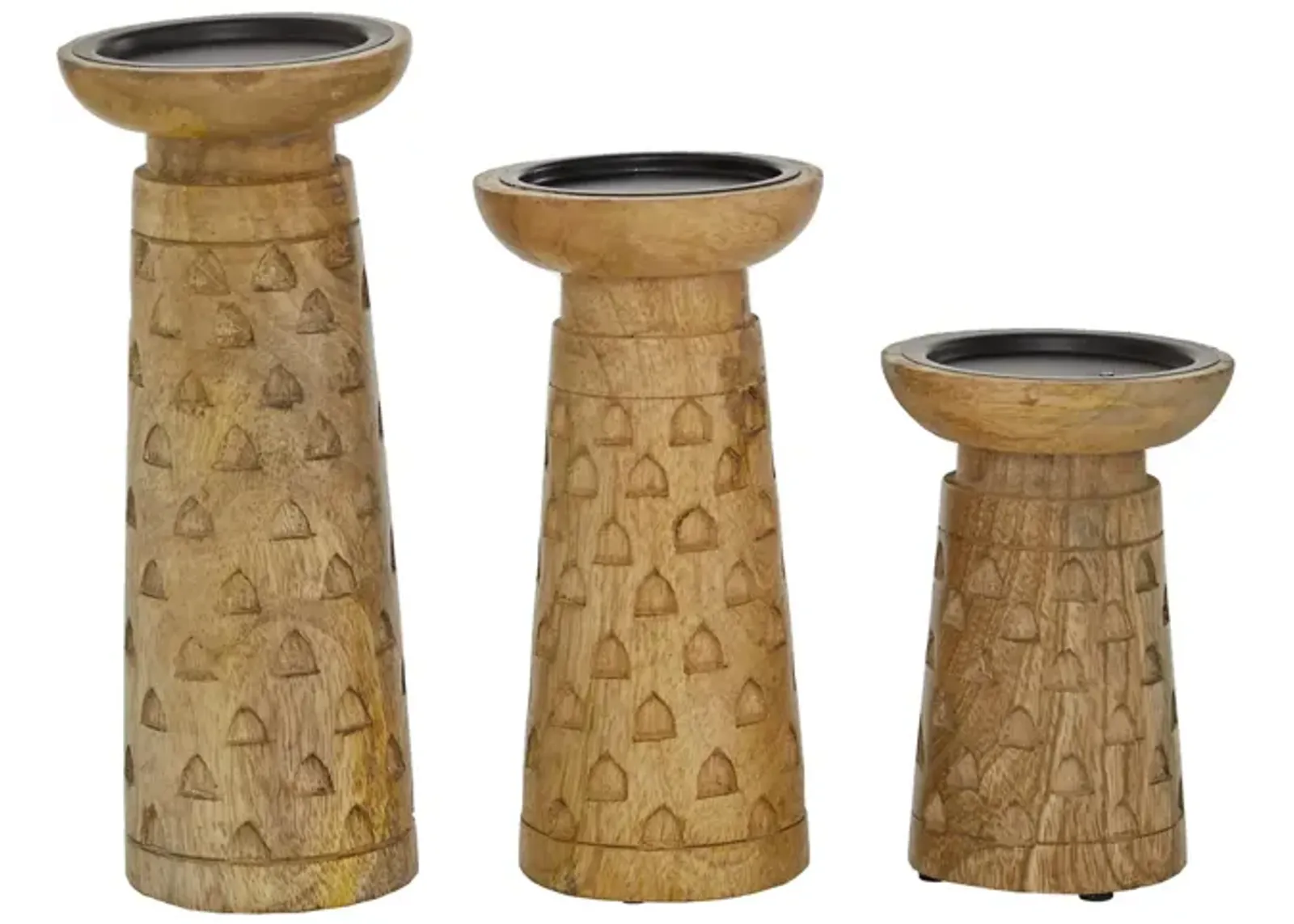 Ivy Collection Adonis Candle Holders Set of 3 in Brown by UMA Enterprises