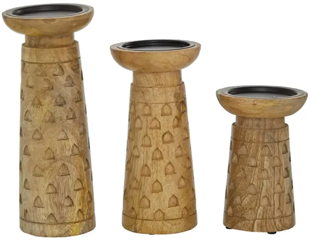 Ivy Collection Adonis Candle Holders Set of 3 in Brown by UMA Enterprises