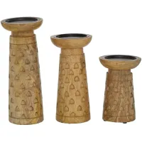 Ivy Collection Adonis Candle Holders Set of 3 in Brown by UMA Enterprises