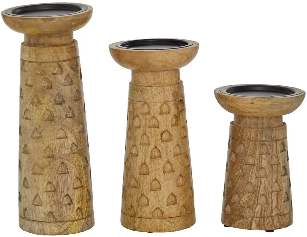 Ivy Collection Adonis Candle Holders Set of 3 in Brown by UMA Enterprises