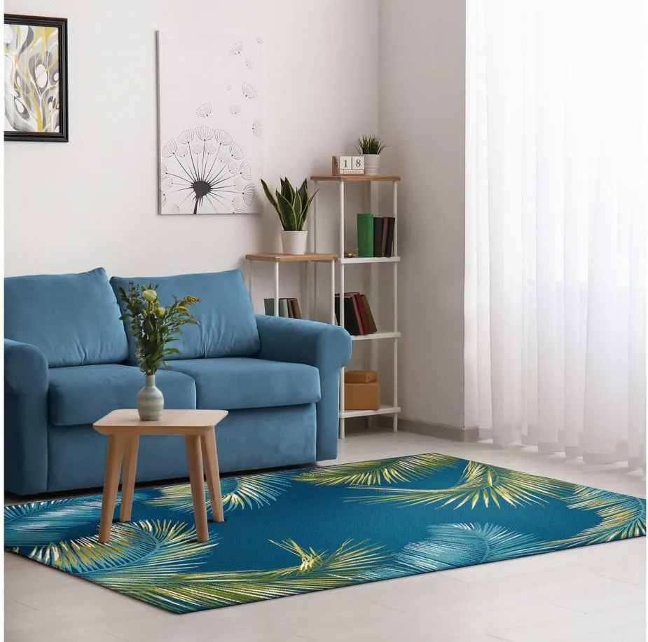 Liora Manne Marina Palm Border Indoor/Outdoor Area Rug in Navy by Trans-Ocean Import Co Inc