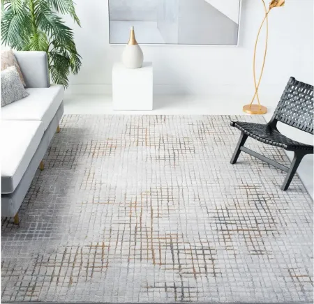 Orchard VI Square Rug in Gray & Gold by Safavieh