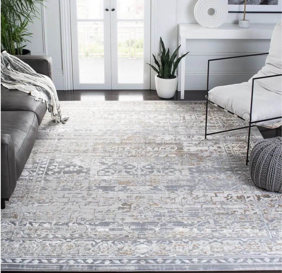 Orchard VII Square Rug in Gray & Gold by Safavieh