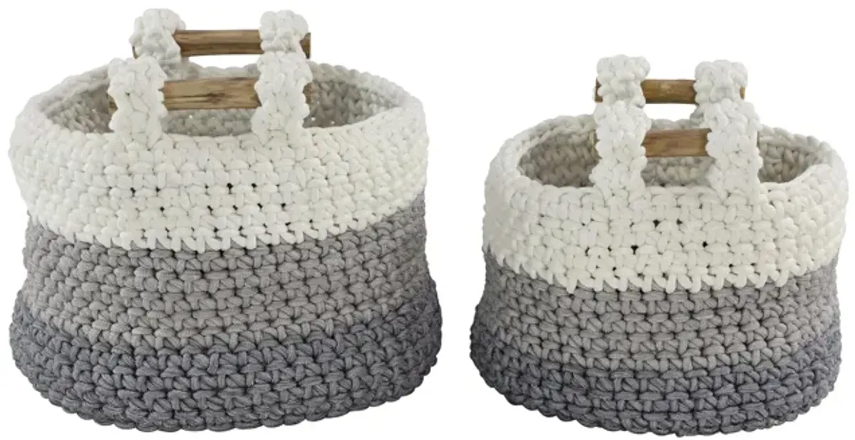 Ivy Collection Set of 2 Striped Tote Baskets