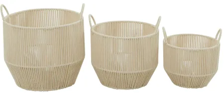 Ivy Collection Set of 3 Natural Baskets in Brown by UMA Enterprises