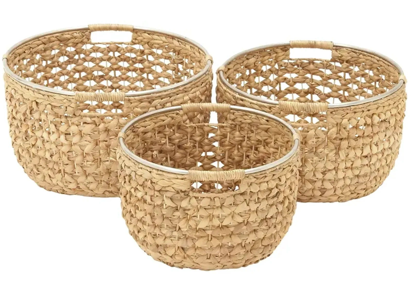 Ivy Collection Set of 3 Round Storage Baskets in Tan by UMA Enterprises