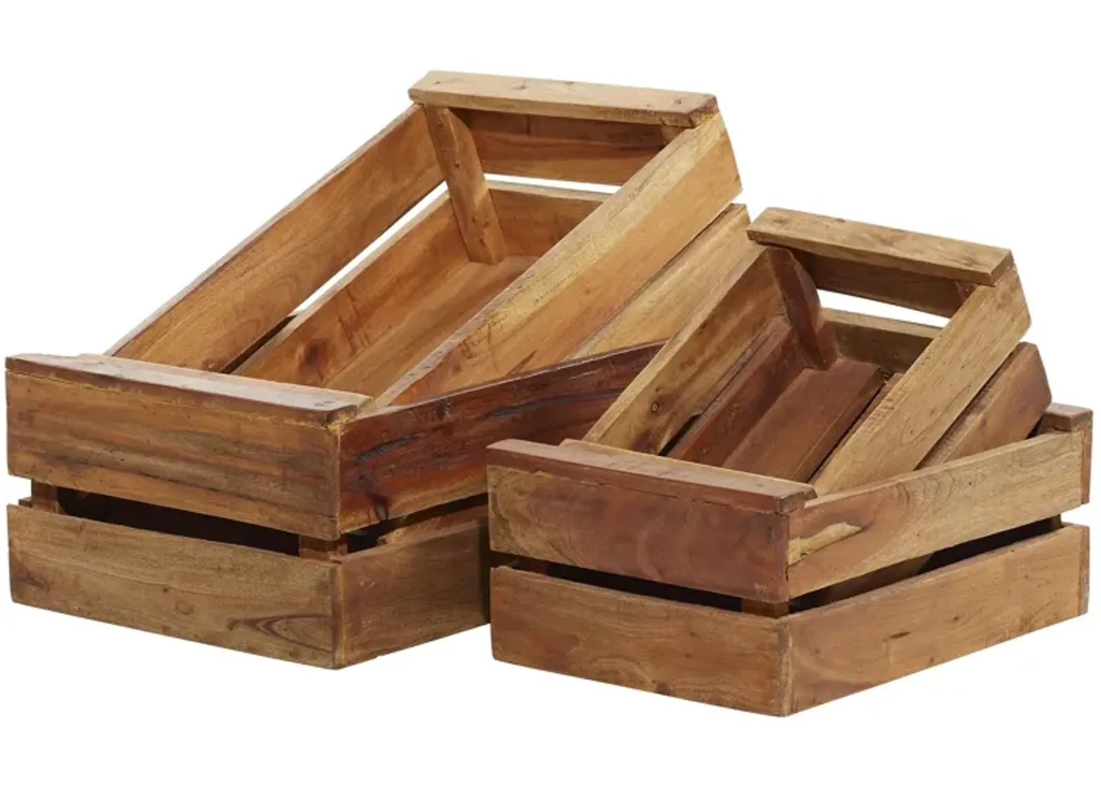 Ivy Collection Set of 4 Wooden Farmhouse Crates in Brown by UMA Enterprises