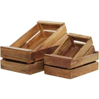 Ivy Collection Set of 4 Wooden Farmhouse Crates in Brown by UMA Enterprises