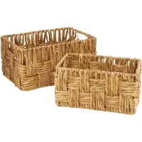 Ivy Collection Set of 2 Jute Rectangular Baskets in Brown by UMA Enterprises