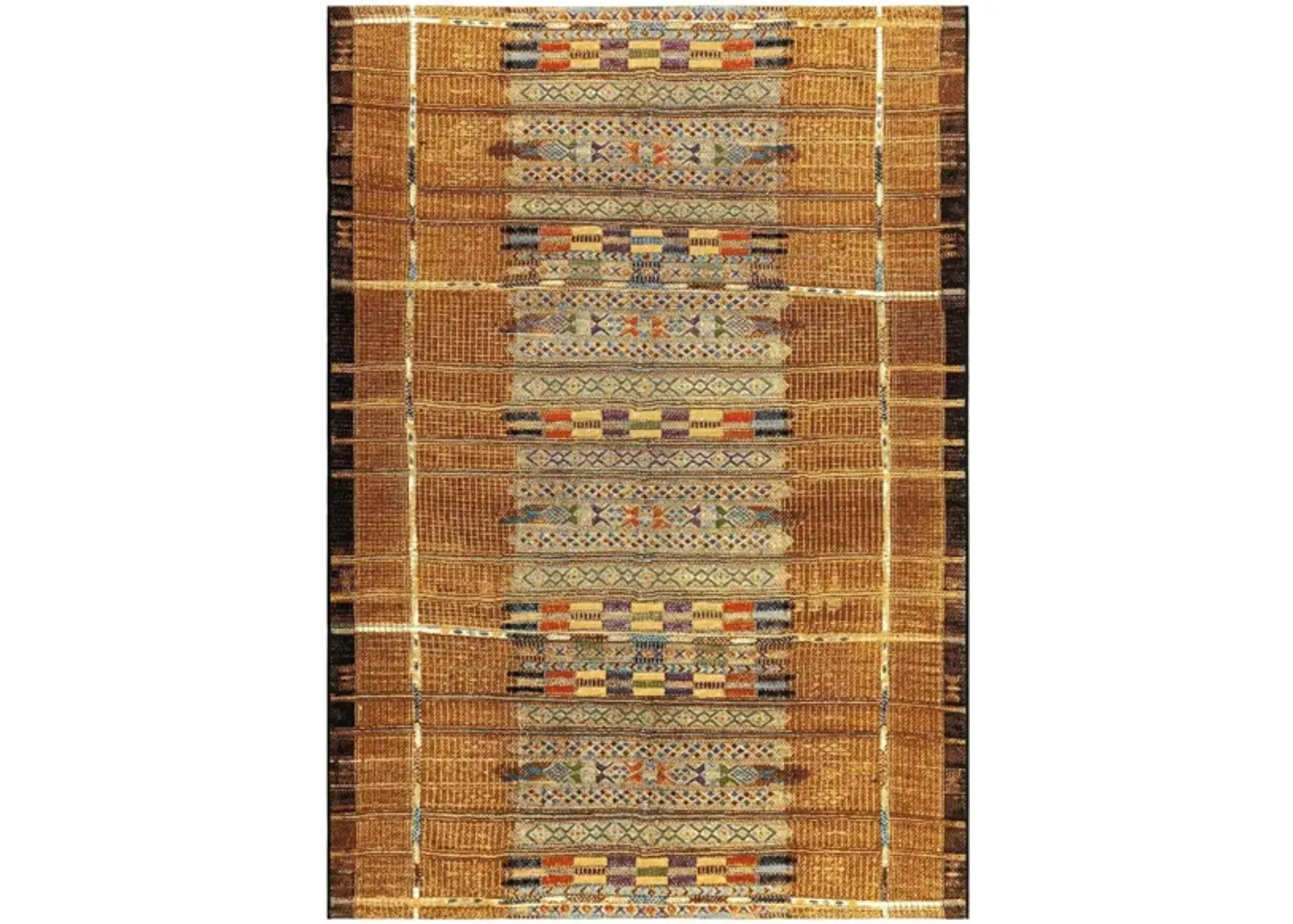 Liora Manne Marina Tribal Stripe Indoor/Outdoor Area Rug in Gold by Trans-Ocean Import Co Inc