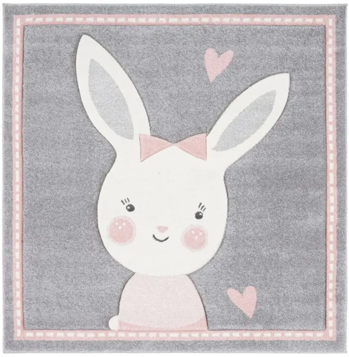 Carousel Bunny Kids Area Rug in Gray & Ivory by Safavieh