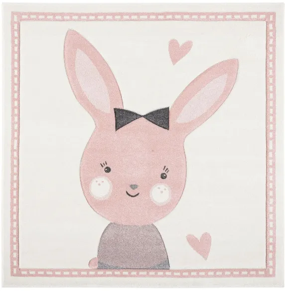 Carousel Bunny Kids Area Rug in Ivory & Pink by Safavieh