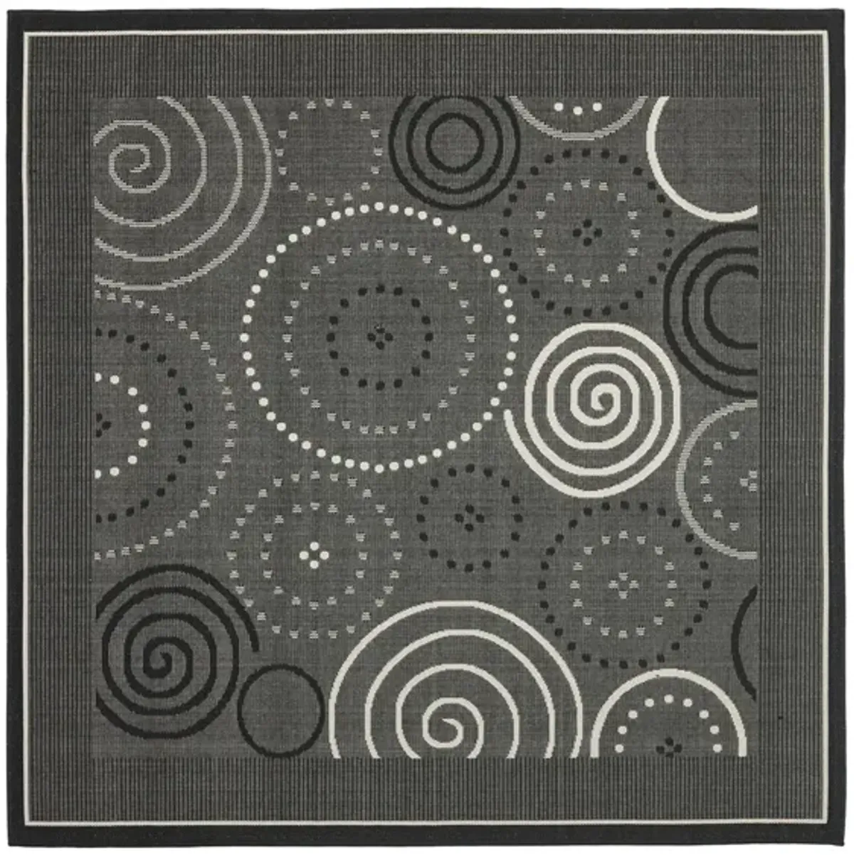 Courtyard Circles Indoor/Outdoor Area Rug in Black & Sand by Safavieh