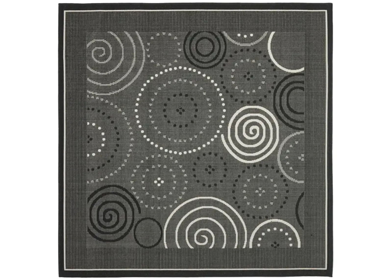 Courtyard Circles Indoor/Outdoor Area Rug in Black & Sand by Safavieh