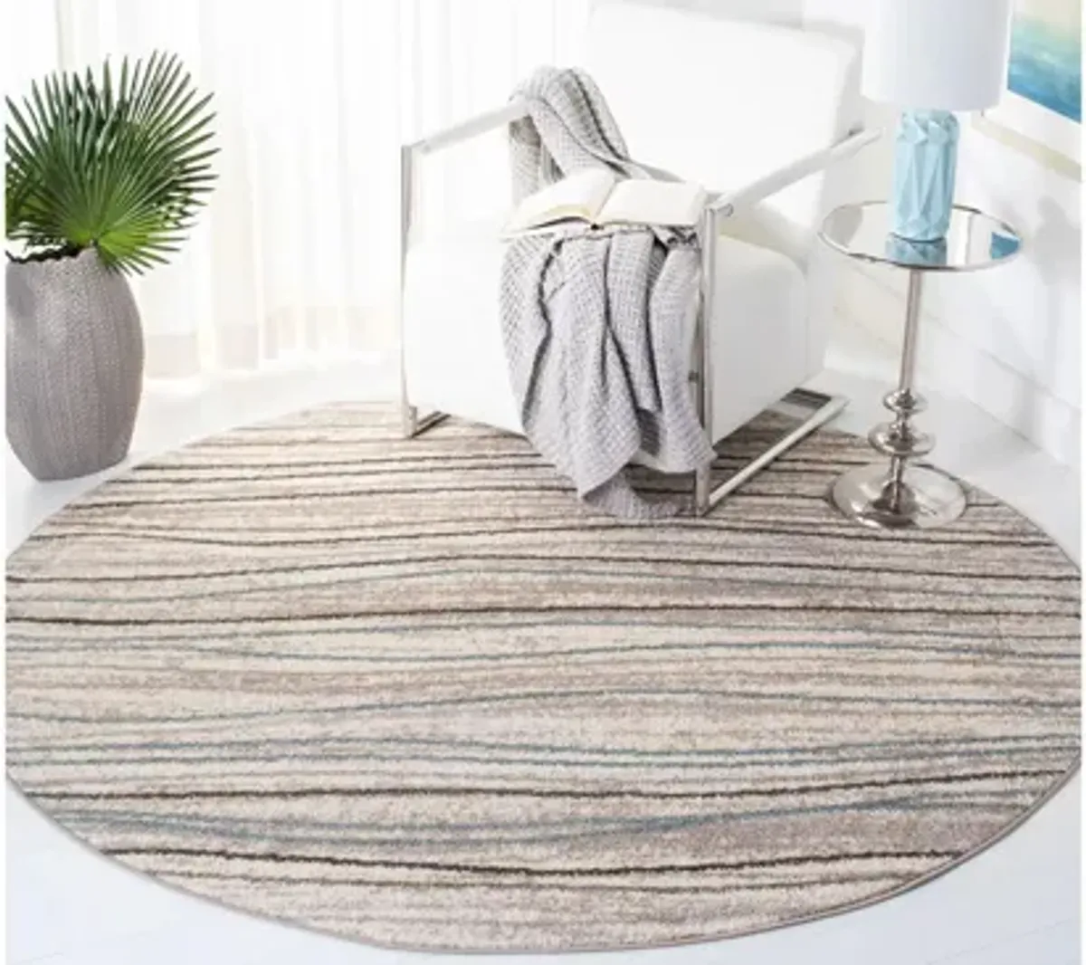 North Sea Cream Area Rug Round