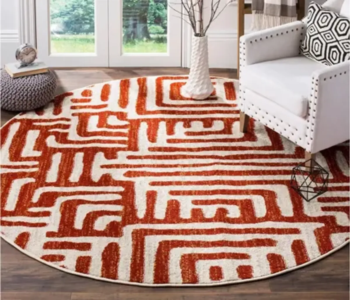 Rhine Red Area Rug Round