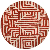 Rhine Red Area Rug Round in Ivory / Terracotta by Safavieh