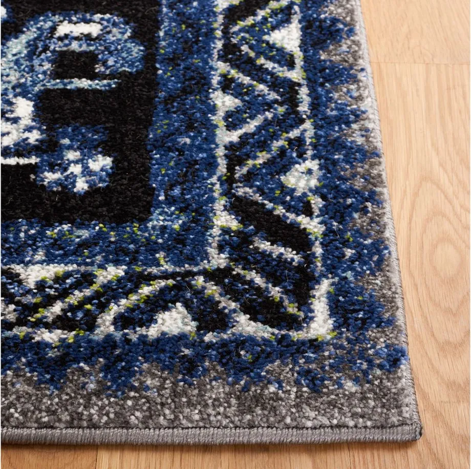 Vintage Hamadan Blue Area Rug Square in Blue & Black by Safavieh